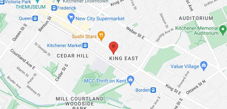 map of 307 -  555 King Street E